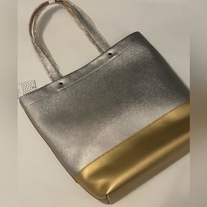 silver and gold tote